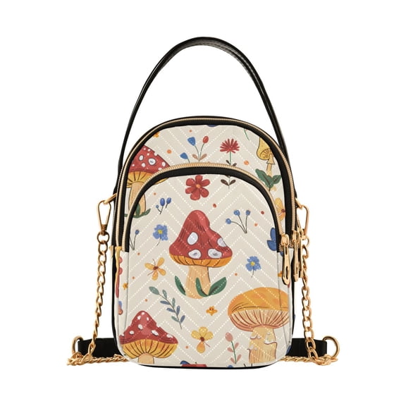joogoo Women Mushrooms and Flowers Chain Crossbody Bags Shoulder Handbag Phone Purse