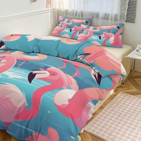 Duvet Cover Queen Size Flamingo 3 Pcs Duvet Cover Set Bedding Sets Queen Soft Breathable