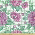 thumbnail image 2 of Ambesonne Floral Fabric by the Yard Upholstery, Hand-Drawn Chrysanthemum Art, 2 Yards, Soft Pink Cadet Blue, 2 of 5