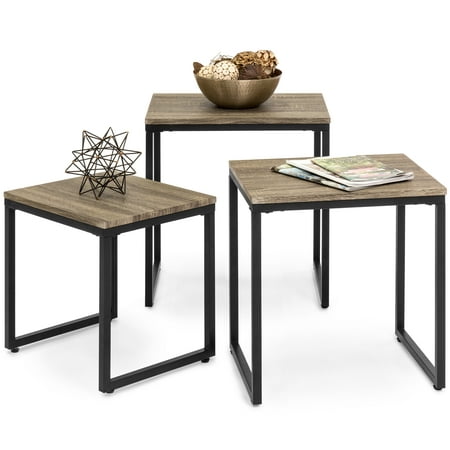 Best Choice Products 3-Piece Modern Lightweight Stackable Nesting Coffee Accent End Table Living Room Furniture Lounge Set - (Best Wood For Table)
