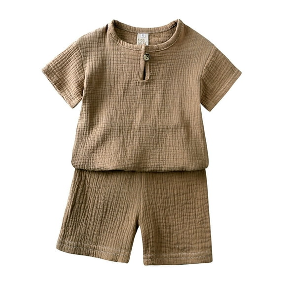 Bysome Summer Sport Outfit Set For Boys Toddler Kids Baby Boy Girl Solid Pullover Short Sleeve Sweatshirt T Shirt Crewneck Tops Shorts Set Clothes