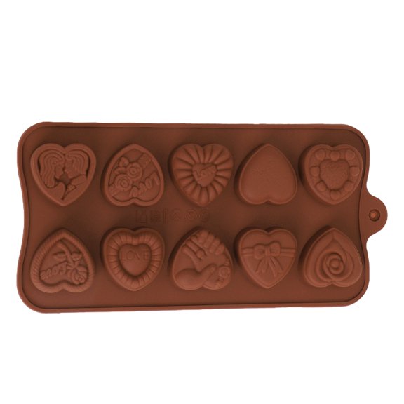 Heart 10 Design Love Rose Silicone Non-Stick Baking for DIY Candy Gummy Ice Cubes, 1 Pack Heart