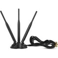 thumbnail image 1 of Antenne WiFi Double 2.4GHz - 5.8GHz avec Connecteur RP-SMA Antenne Triple Base Magnétique pour Réseau Sans Fil, 1 of 1