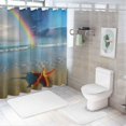 thumbnail image 7 of Chilfamy  Starfish Shower Curtain, Rainbow Over The Sea Clouds and Clear Sky Foamy Ocean Waves on The Sandy Beach, Cloth Fabric Bathroom Decor Set with Hooks,Azure Blue Tan White, 7 of 7