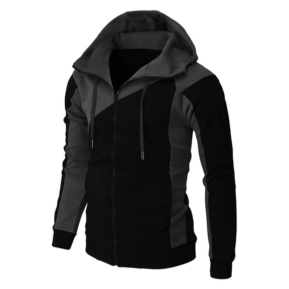 Aayomet Mens Hoodies Men's Lightweight Full-Zip Hoodie with Pockets, Ultrasoft Cotton Blend Casual Hooded Long Sleeve Zip Up Shirt,Black XL