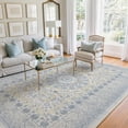 thumbnail image 6 of Toyoso 9x12 Oriental Medallion Area Rug, Distressed Floral Traditional Carpet, Soft Low Pile Non-Shedding Rug for Oversized Living Room, Open Space, Master Bedroom, Faded Boho Home Decor, Blue, 6 of 10