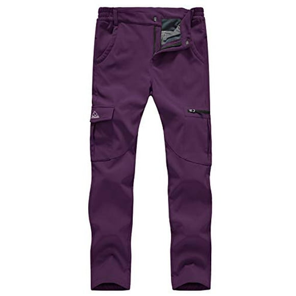 Gopune Pantalon de Ski Imperméable Coupe-Vent Doublé Polaire Chaud pour Randonnée Neige (Violet,TG)
