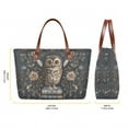 thumbnail image 5 of ZUXONGSY Owl Book Book Print Handbag with Large Capacity Makeup Bag Purse for Women PU Leather Top Handle Satchel Set with Fashion Cosmetic Pouch Purse Card Holder for Workout Dating, 5 of 5