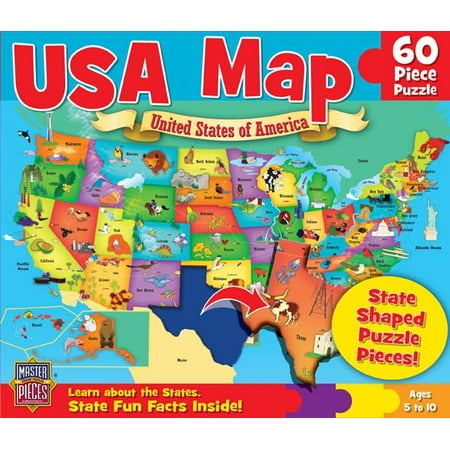 MasterPieces Explorer Kids - USA Map - 60 Piece Kids (Best Puzzles For Interview)