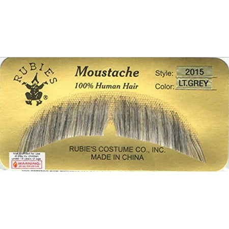Light Grey Basic Character Moustache 100% Human Hair Costume Accessory