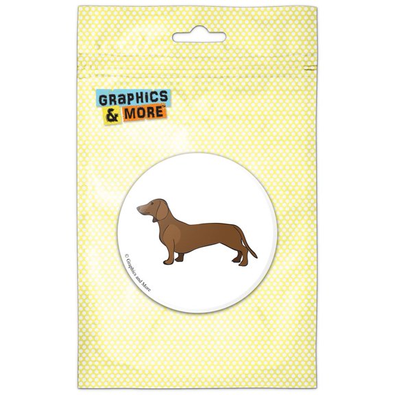 Dachshund Weiner Dog Cartoon on White Pinback Button Pin Badge