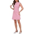 thumbnail image 4 of INSPIRE CHIC Women's Tweed Dress Mock Neck Sleeveless Work Sheath Dress XS Pink, 4 of 6