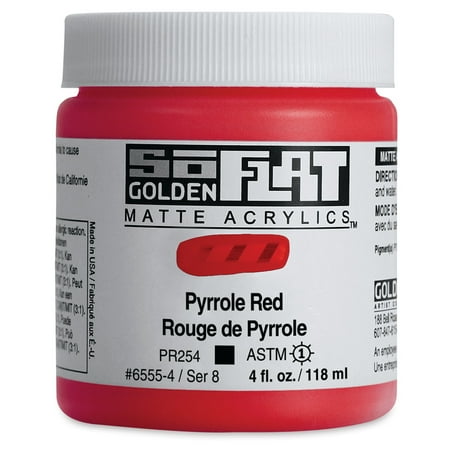 UPC: 0738797655546 | Golden SoFlat Matte Acrylic Paint – Pyrrole Red 118 ml Jar