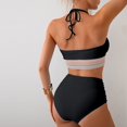 thumbnail image 6 of Women's Bikini Set Solid Color Two Piece Swimsuit with Removable Bra Pads No Underwire for Beach Swimming Vacation,Black,XL, 6 of 7