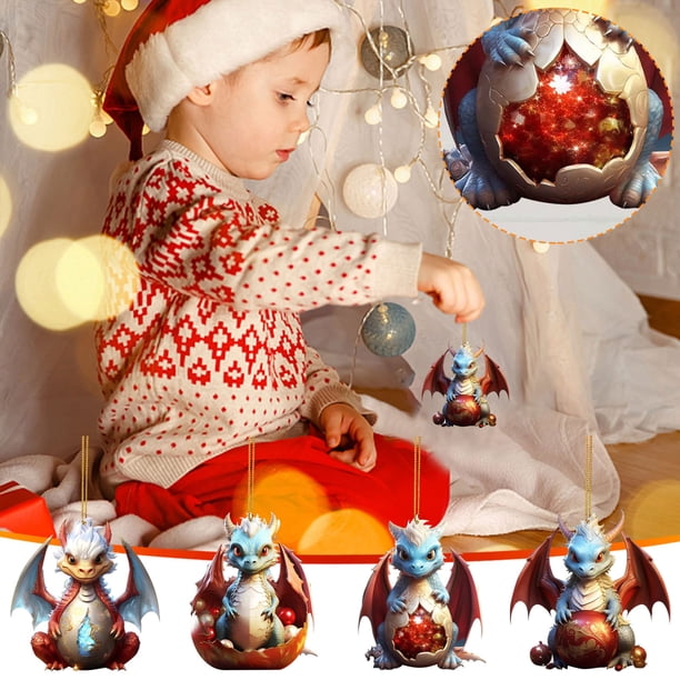 Adornos de Navidad 2024 - Decoración colgante acrílica 2D para árbol, hogar, coche y fiesta, 3,1 pulgadas