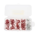thumbnail image 3 of 100 Uds anzuelos de pesca triples y doble anillo de acero alto en carbono anzuelo de púas Triple accesorios de pesca con caja de almacenamiento rojo, 3 of 12