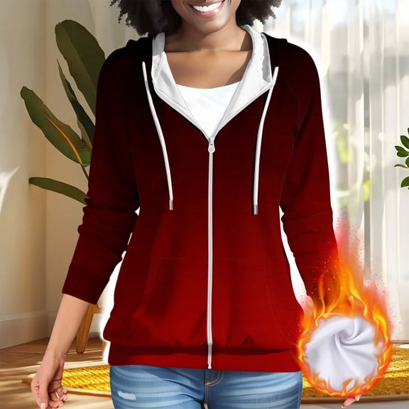 Guieoi Hoodies for Women Plus Size on Women's Printed Long Sleeve Fashion and Leisure Pocket Hooded Sweatshirt Top Red Black*Friday/Cyber*Monday