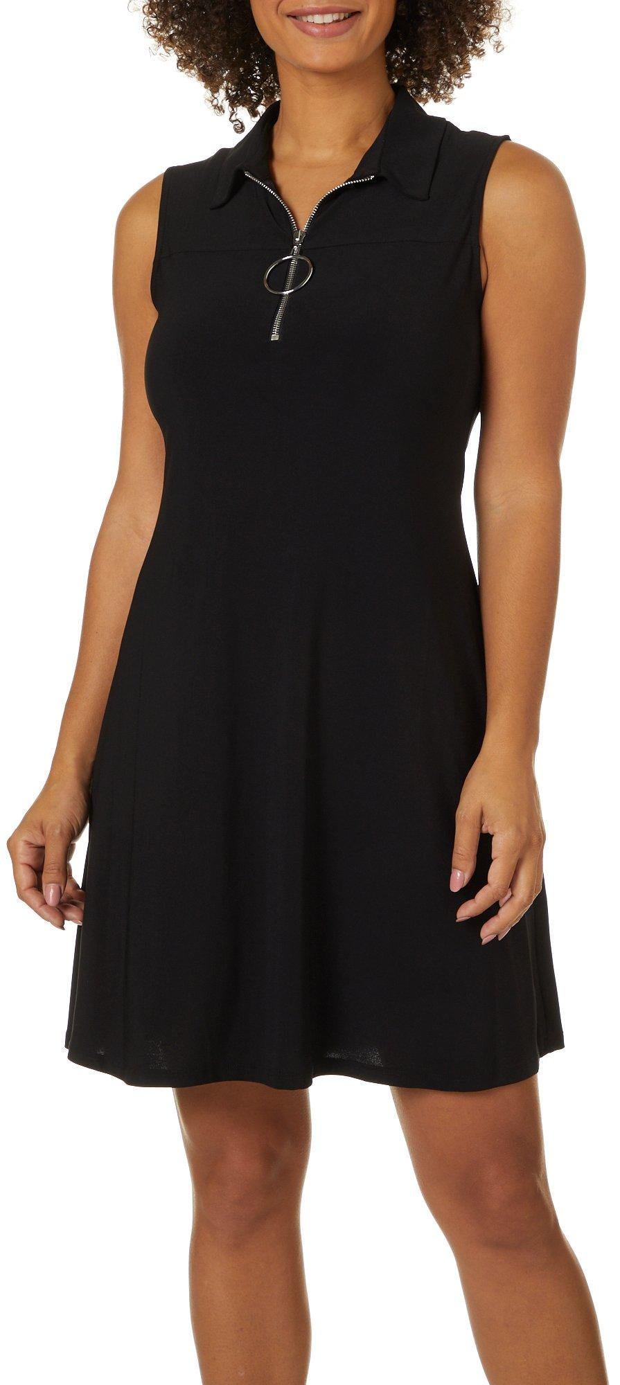 MSK Womens Solid Zip Neck Sleeveless 