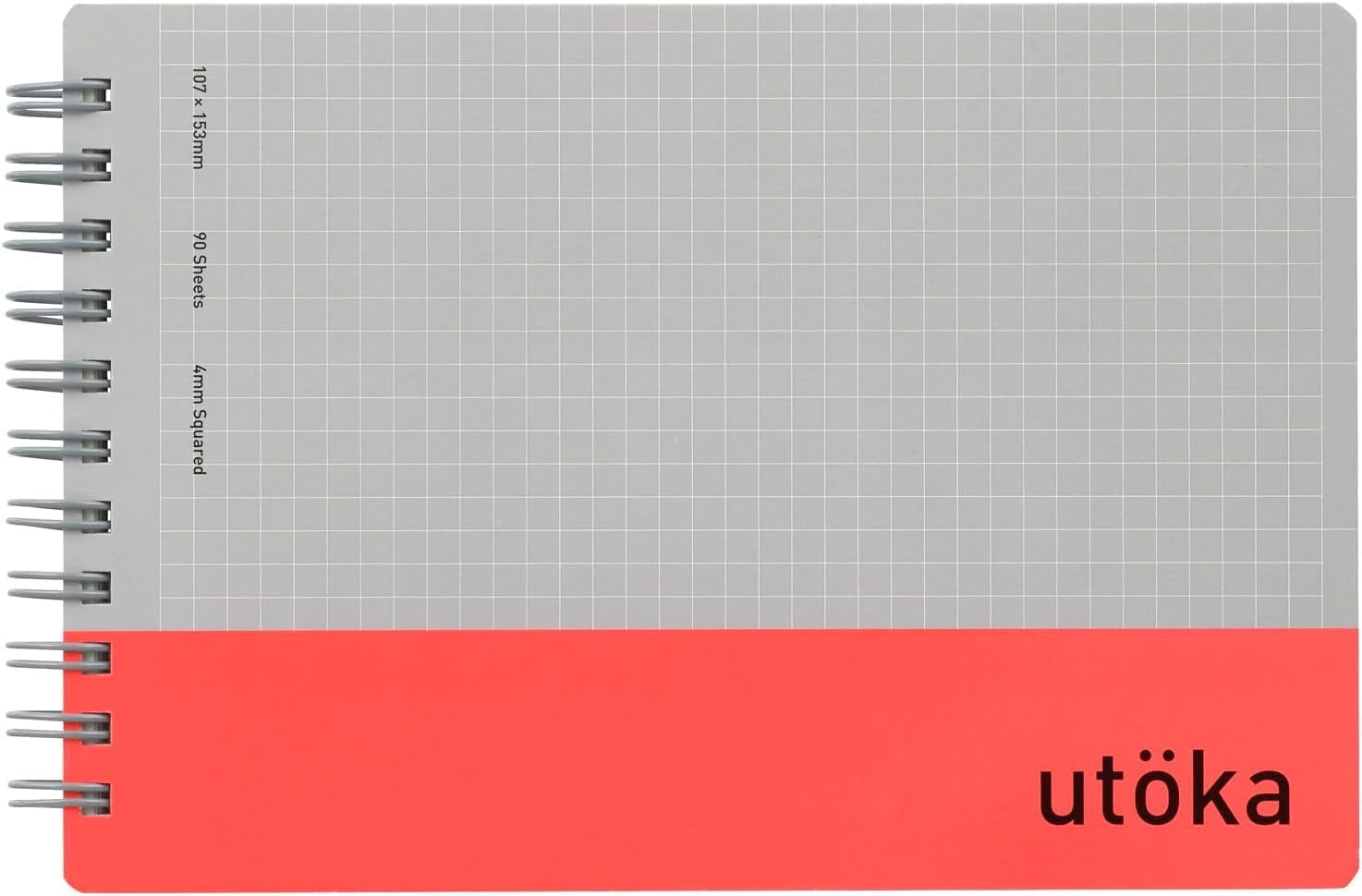 Utoka Pocket Size Notebook 4mm Graph Red 90 Sheets 4.2 x 6.5 5 Pack