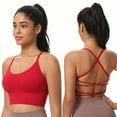 thumbnail image 5 of SMihono Womens High-Support Yoga Bra with Removable Pads Large Bust,Seamless Crossback Longline Sports Bra Workout Tops Wine L, 5 of 9
