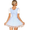 thumbnail image 2 of iEFiEL Womens Maid Cosplay Babydoll Mini Dress Masquerade Party Lace-Up Ruffle Apron Plaid Dress Blue S, 2 of 7