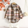 thumbnail image 2 of oqasdz Girls Jackets Big Boys Long Sleeve Striped Plaid Stand Collar Shirt Blouse Casual Outerwear Top Coat Outwear Size 6 Y-7 Y, 2 of 6