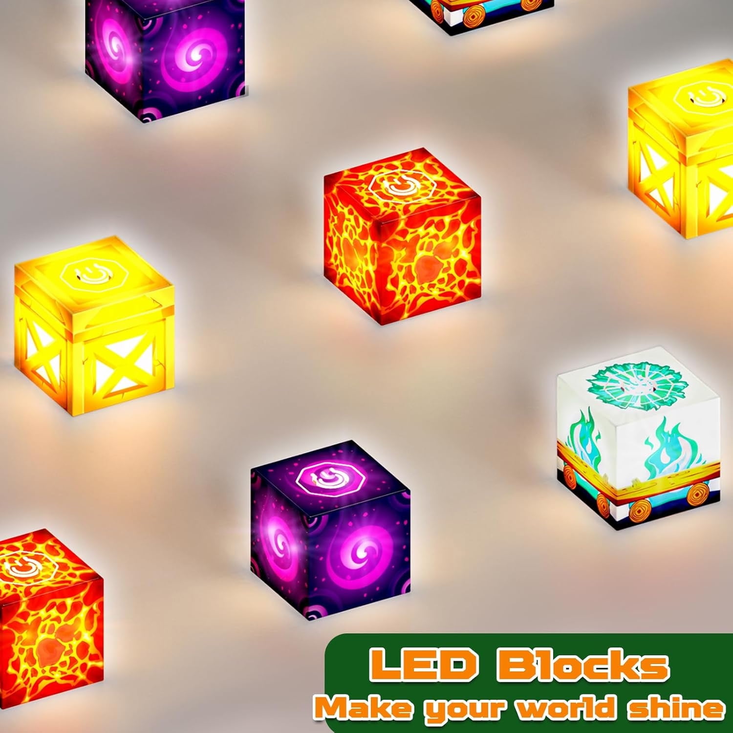 Annexfun 200 PCS Magnetic Blocks with Light Up Blocks - Magnetic Building Blocks, Magnetic Construction Cube Toys, STEM Sensory Learning Toys, Easter Birthday Gifts for Toddlers Boys and Girls Age 3+