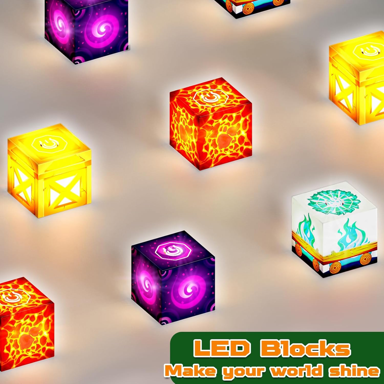 Annexfun 200-Piece Magnetic Building Blocks with LED Cubes photo 4