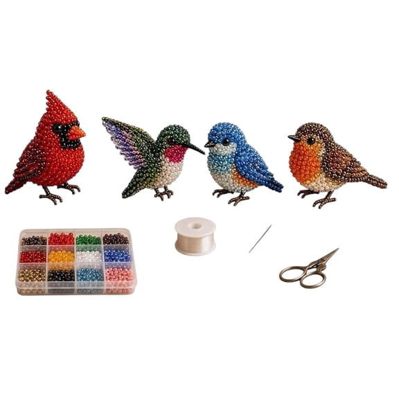 Tarmeek 3D Beaded Animal Kit DIY Bead Kit for Beginners, Multicolor Miniature Bead Figure Craft Set with Beaded Bird Craft, Stress Relief Bead Art Kit for Home Decor