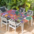 thumbnail image 2 of Colorful Ethnic Table Cloths for 5 Foot Rectangle Tables, Modern Abstract National Geometric Purple Patio Waterproof Elastic Fitted Tablecloths, Washable Rectangular Table Cover for Camping, 2 of 8