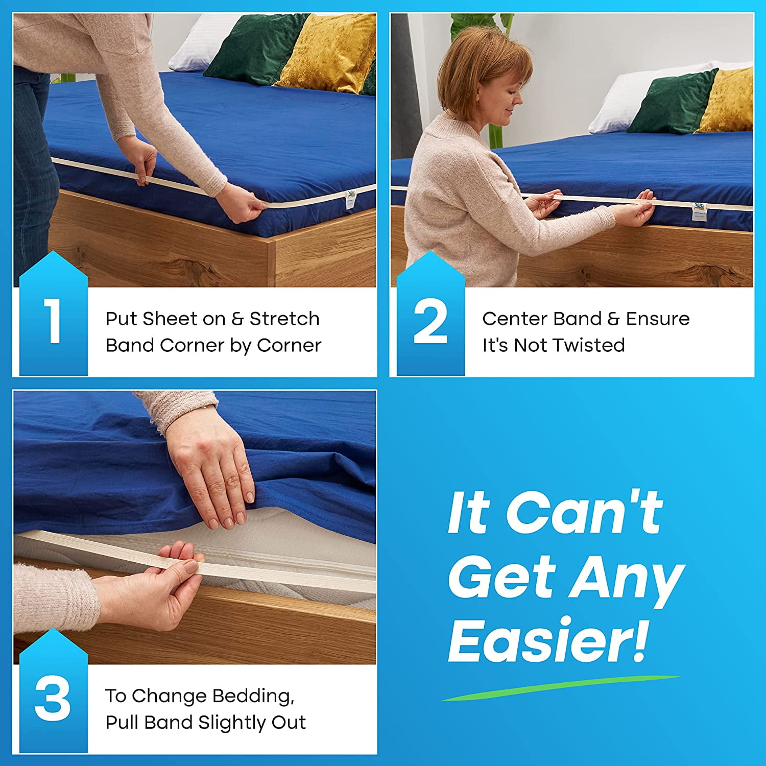  Bed Sheet Holder  One Elastic Band with Fastener fits All  Mattress Sizes! A Strap Holds Your Sheet Tight to The Mattress. No Loose  Straps, Sheet Clips, Grippers, or Sheet Suspenders. 