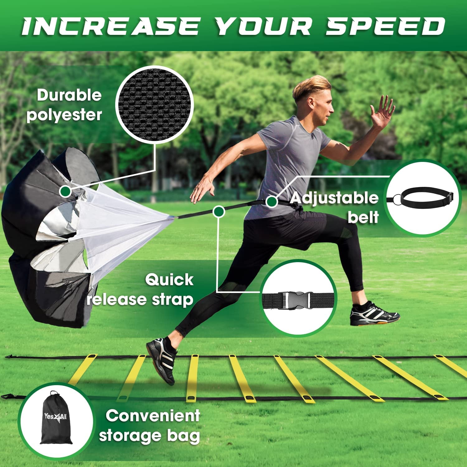Yes4All Agility Ladder Speed Training Equipment Set