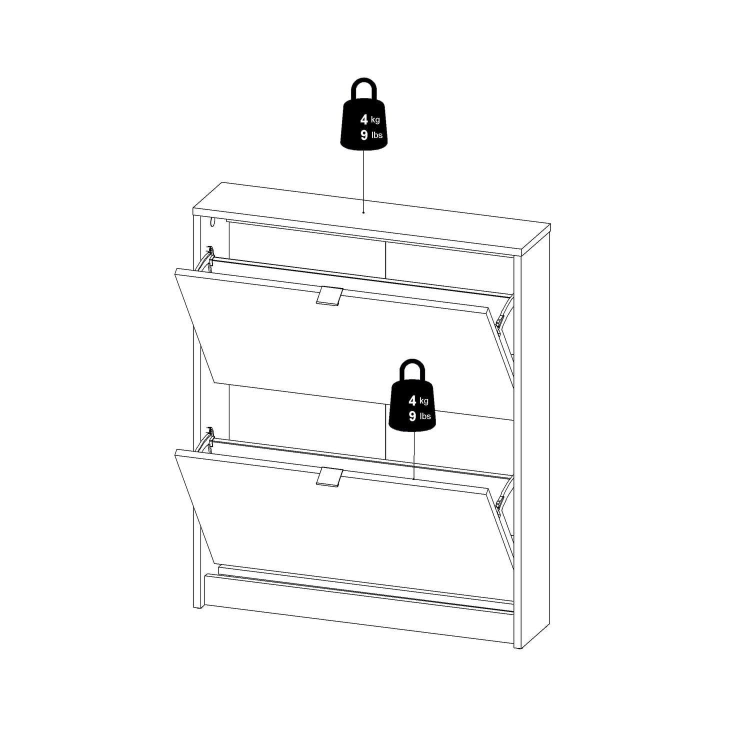 Tvilum Bright 2 Drawer Shoe Storage Cabinet, White