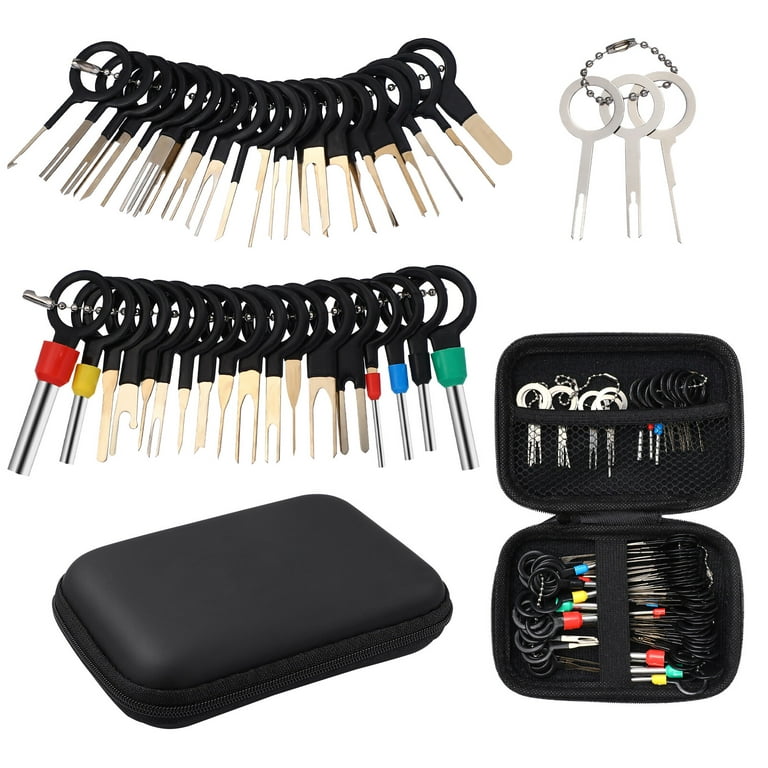 76pcs Terminal Removal Tool Kit Pin Extractor Electrical Wire Connectors Kit, Kids Unisex, Size: 16CMX12CMX3CM, Black