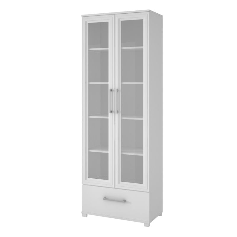 Kingfisher Contemporary Wood 5 Shelf Curio Cabinet in White Engineered ...