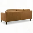 thumbnail image 4 of Mid Century Modern Tan Leather Sofa: Organic Leather, Solid Wood, Easy to Clean for Kids & Pets, 4 of 10