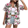 thumbnail image 2 of MAIHAN Women's Summer Hawaiian Shirts Floral Short Sleeve Button Down Shirts Hawaii Tropical Beach Tops(Light Pink,XXXL), 2 of 5