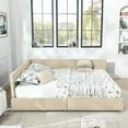 thumbnail image 5 of Queen Upholstered Daybed with Storage, Mid-Century Modern Velvet Sofa Bed Frame, Tufted Backrest and Armrests, for Bedroom or Living Room, Beige, 5 of 8