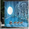thumbnail image 4 of Ambesonne Christmas Shower Curtain, Santa Winter Forest, 69"Wx84"L, Navy Blue, 4 of 5