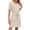 Beige, variant on Delconic Short Sleeve Polo Collar Drawstring Waist Casual Dress for Women Soft Lightweight Waffle Knit Fabric Knee Length Loose Fit Beige L