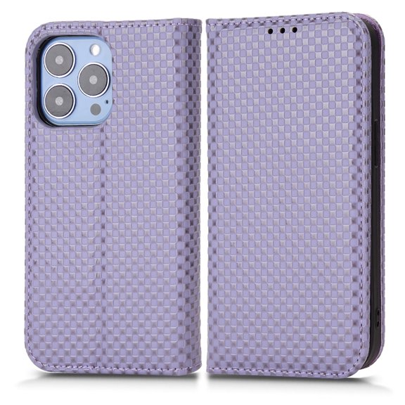 Luxury PU Leather Wallet For iPhone 12 /12 Pro, Folio Premium Leather Phone Case with Kickstand Card Holder Magnetic Flip Shockproof Protective Cover for iPhone 12 /12 Pro 6.1 inch, Purple