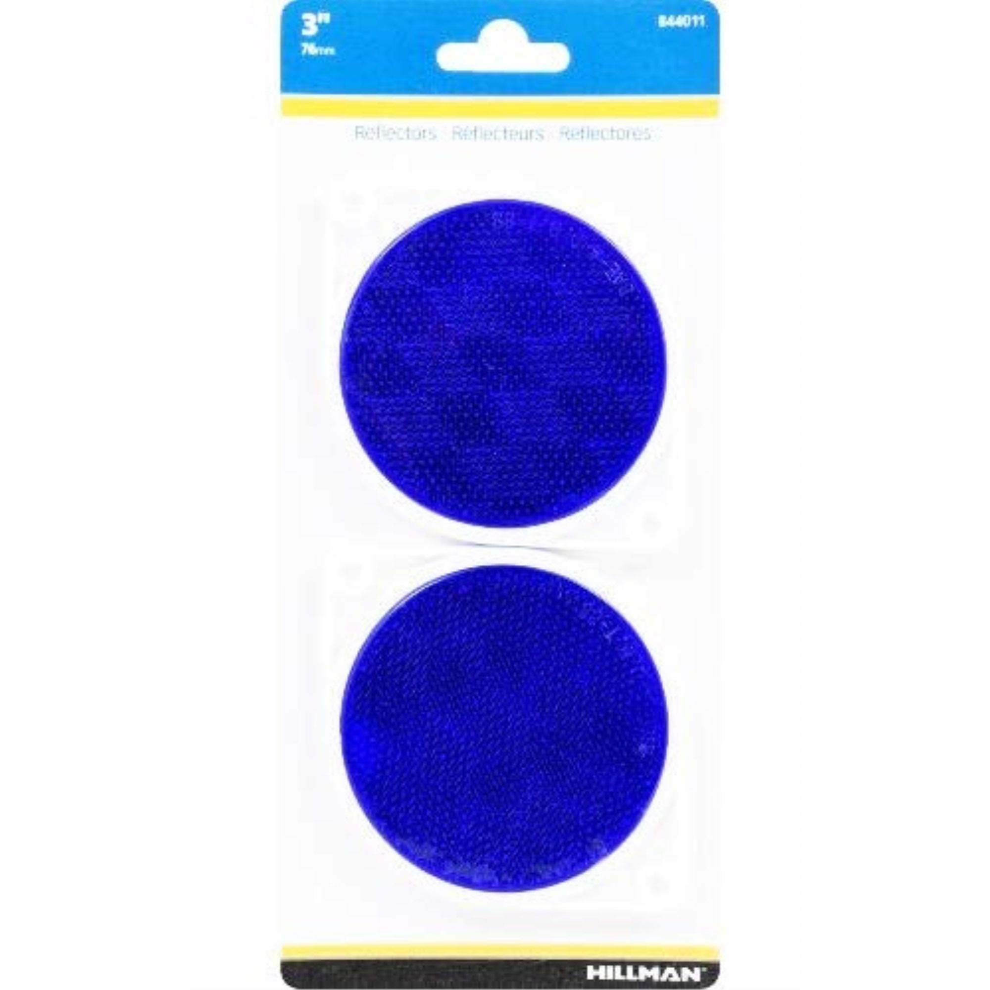 5028124 REFLECTORS BLUE 3"" 2PK Hillman 3 in. Round Blue Reflectors 2