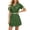 v#8Green42, variant on Women'S Dress Solid Color Short Sleeve Collar Denim Woven Fabric Slim Fit Knee-Length Front Buttons With Pocket Trim & Adjustable Sashes Belt For Summer Outdoor Play Trendy Dresses,Black,L