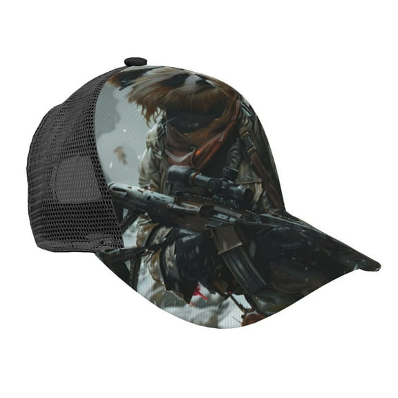 Zufioo Surreal Panda Warrior Print Mesh Baseball Cap, Adjustable Sport Travel Hat Accessory for Men and Women