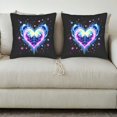 thumbnail image 3 of Set of 2 Decorative Throw Pillow Covers 18x18in - Futuristic Blue & Pink Heart Design with Whimsical Stars for Couch Bed Car, 3 of 8
