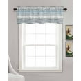 thumbnail image 3 of Blue Grey Brush Kitchen Valances for Windows Farmhouse Linen Window Valance Curtain for Living Room Window Treatment Modern Abstract Vintage Texture Valance Rod Pocket Topper Drape, 42 x 12 Inch, 3 of 6
