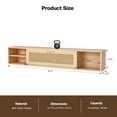 thumbnail image 3 of ARICOEASY Modern Wall-Mounted Media Console Floating TV Stand for 75 Inch TV with Rattan Door and Storage Space, Natural Wood, 3 of 7