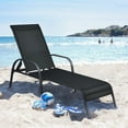 thumbnail image 4 of Topbuy Chaise Longue Inclinable Réglable - Ensemble de 1, Brun/noir, Cadre en Acier Robuste avec Accoudoirs, 4 of 8