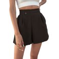 thumbnail image 3 of Qarigey Pantalones de cintura alta para mujer, ejercicio de citas, niñas, piernas anchas, pantalones cortos de cintura elástica, ropa de fiesta de Prendas para la parte inferior del cuerpo Negro XXL Qarigey AP011357-10, 3 of 6