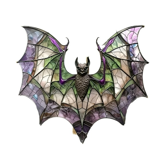 XIBUFE Halloween Hanging Bats,7x8" Acrylic Bat Decor Stained Window Hanging,2024 New Colorful